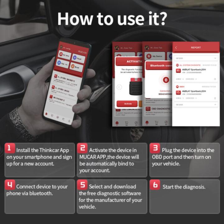 MUCAR BT200 Automotive Obd2 Scanner Diagnosis Full System Code Reader Lifetime Free Car Diagnostics With 1 Year Oil SAS Resets