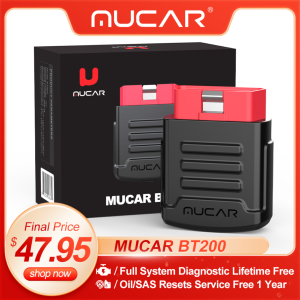 MUCAR BT200 Automotive Obd2 Scanner Diagnosis Full System Code Reader Lifetime Free Car Diagnostics With 1 Year Oil SAS Resets
