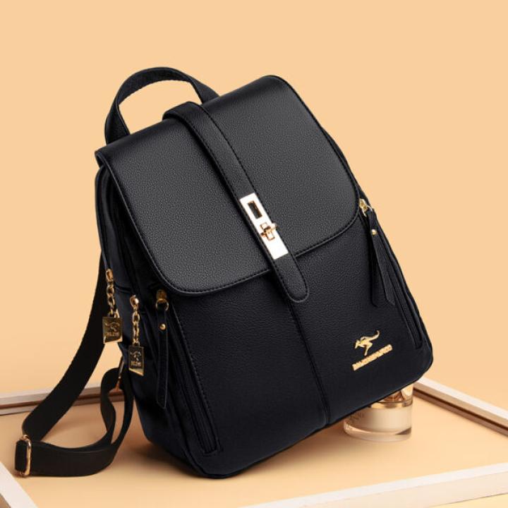 2022 Women Leather Backpacks High Quality Female Vintage Backpack Girls School Bag Travel Bagpack Ladies Sac Female Back Pack